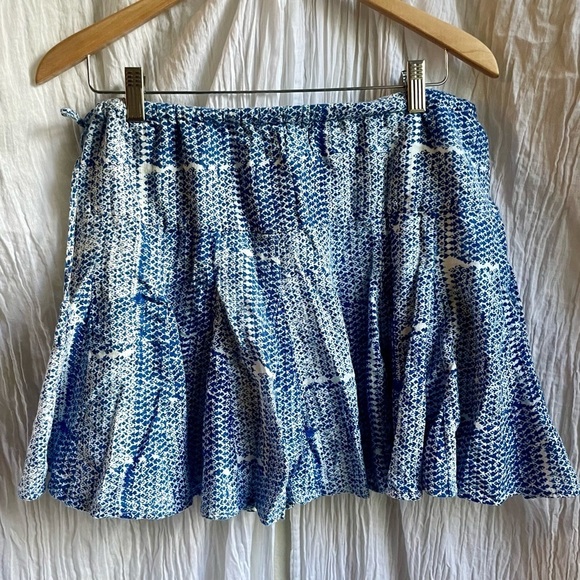 John Robshaw for Lucky 🍀 Blue Flower Block Print Skirt w/ drawstring, S - Picture 2 of 10